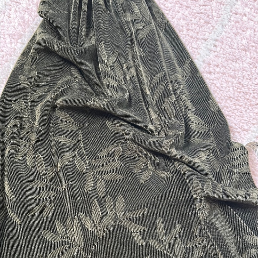 NWT Lee Anderson Wide Leg Ruched Pants Green Leaf Pattern Size Small Vacation - Picture 10 of 10
